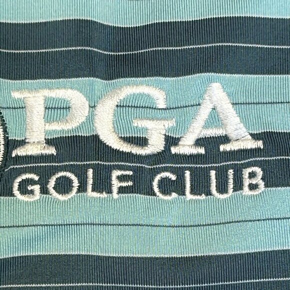 Dunning Golf Polo Shirt Mens Extra Large PGA Golf Club Blue Green Stripe Stretch - Picture 10 of 16